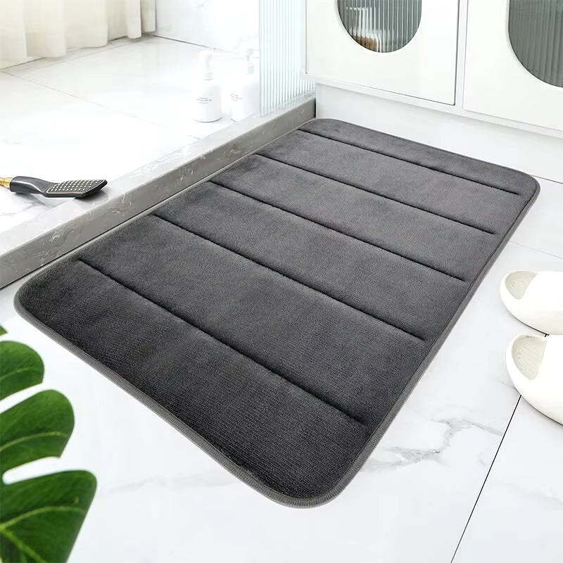 Bathroom Coral Velvet Anti-Skid Mat,Quick Water Absorption,Dry Machine Washing,Toilet Mat,Softcomfortable, Easy Mat Bathroom Use