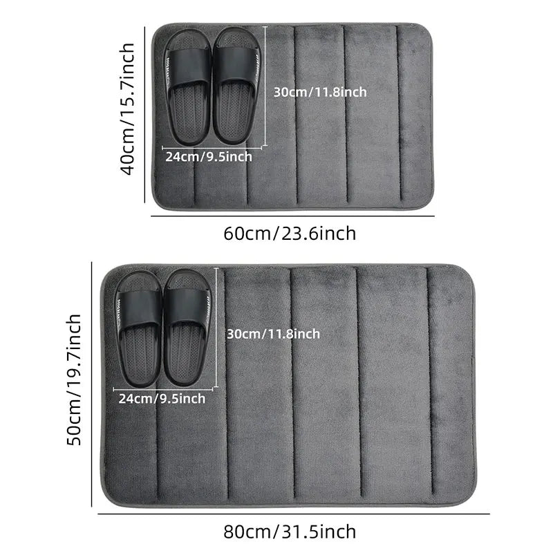 Bathroom Coral Velvet Anti-Skid Mat,Quick Water Absorption,Dry Machine Washing,Toilet Mat,Softcomfortable, Easy Mat Bathroom Use